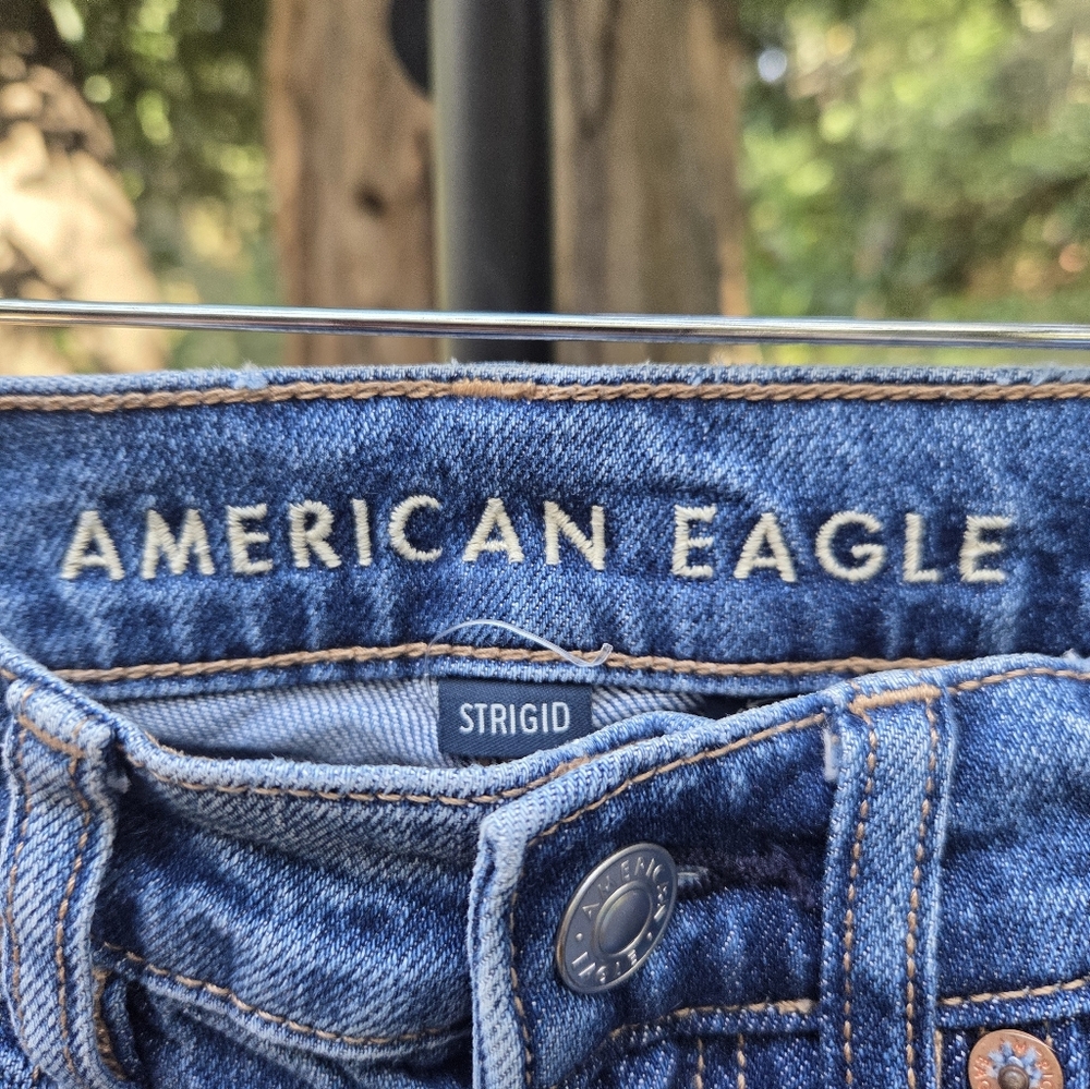 American Eagle Size 00 Super High Rise Baggy‎ Straight Denim Jeans - Picture 4 of 8